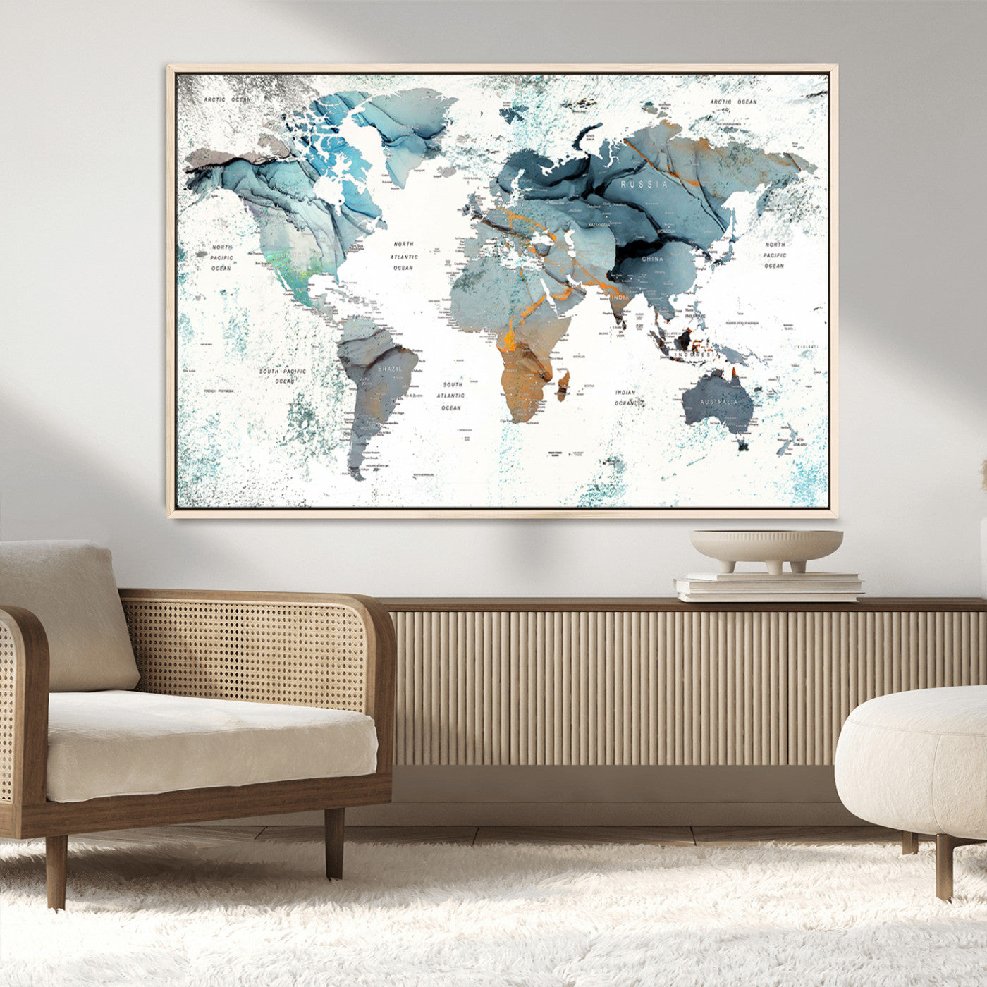 48730-MGV-CV-36X24-Push Pin World Map Canvas Print – Travel Tracker Wall Art for Couples, Perfect Anniversary Gift for Home or Office Decor