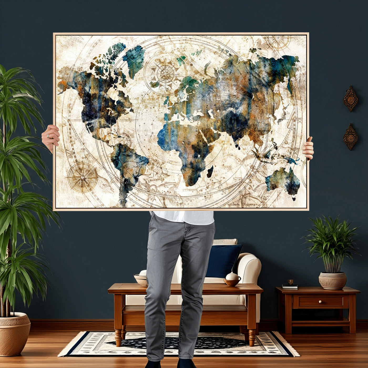 10554-MGV-CV-36X24 - Abstract World Map Art Print Canvas Print