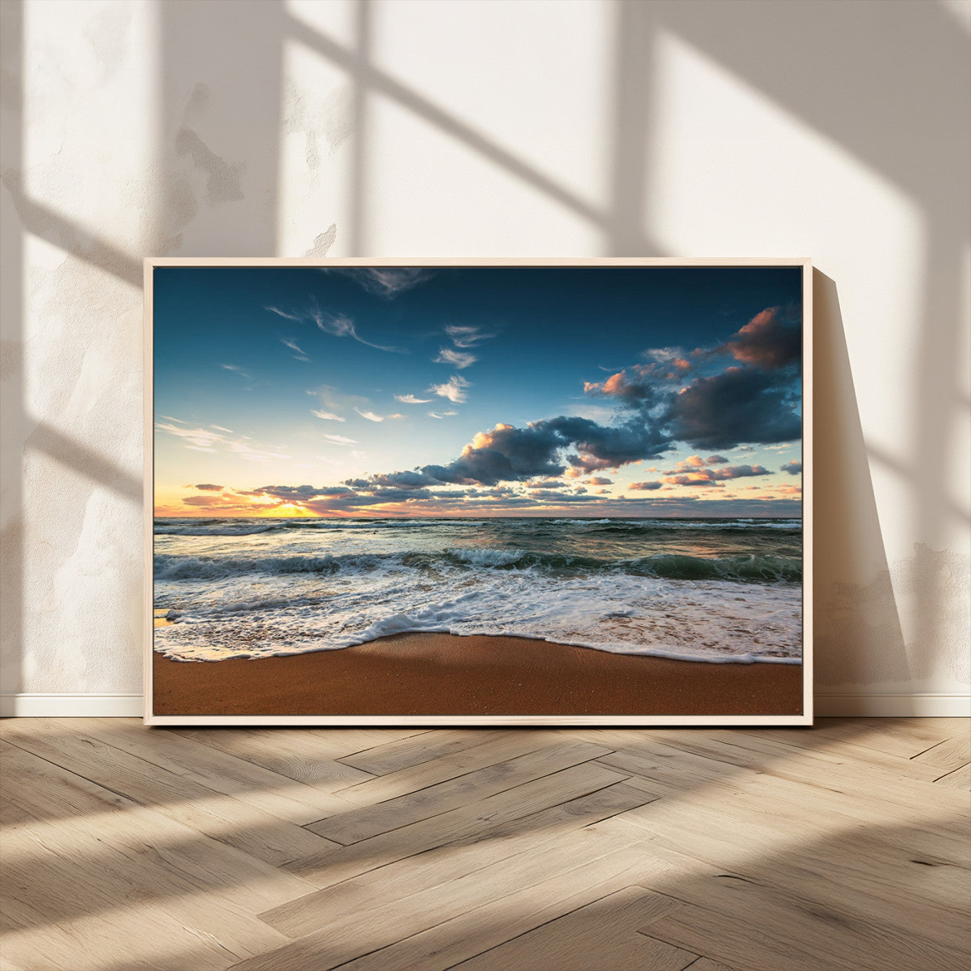 -Ocean Beach Wall Art Canvas Print Sunset Artwork Print Coastal Wall Art