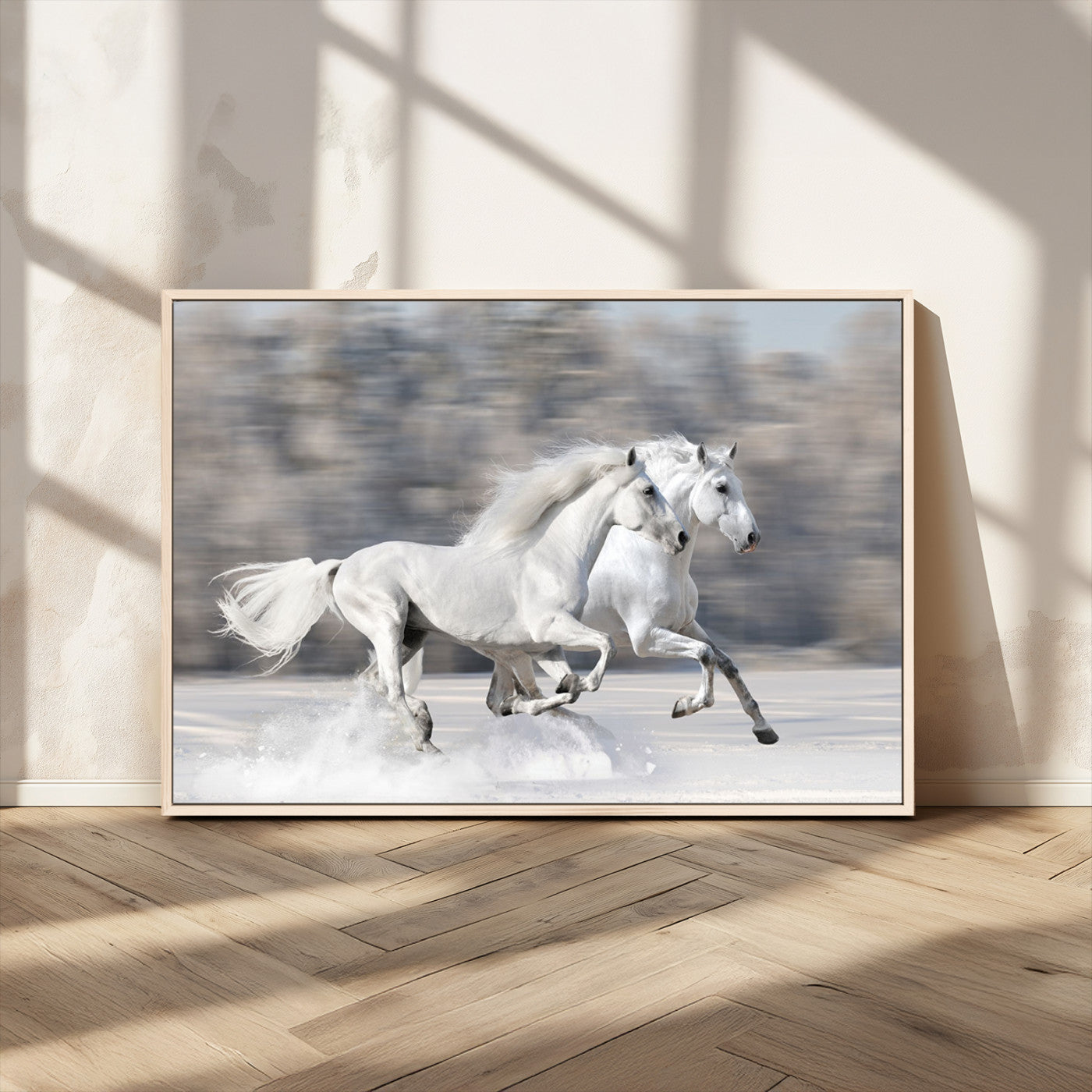 -The White Horses Wall Art, Framed White Horses Wall Art Canvas Print