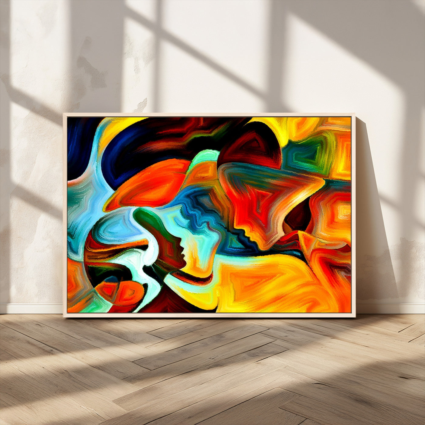 70242-MGV-CV-36X24-Human Love Figures Abstract Wall Art Canvas Print
