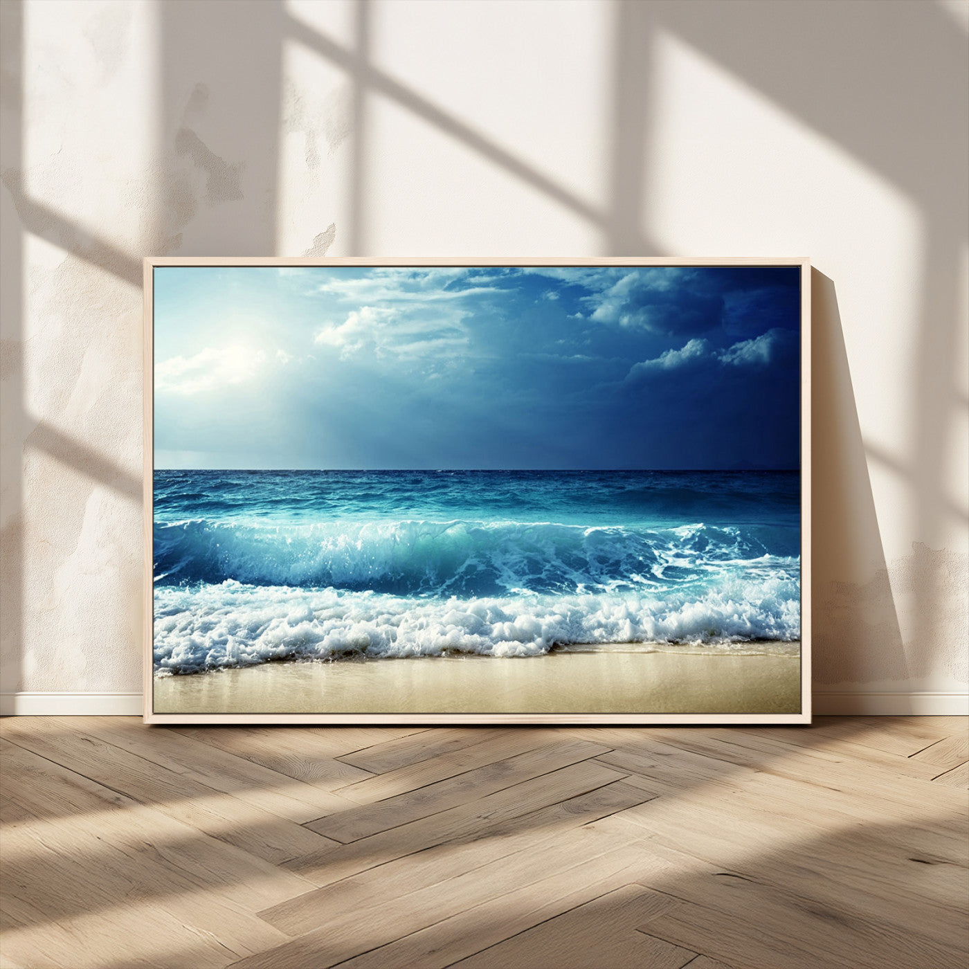 84116-MGV-FC-36X24_Natural-Majestic Ocean Wave Wall Art Canvas | 3 Panel Large Seascape Print for Living Room, Bedroom, Office