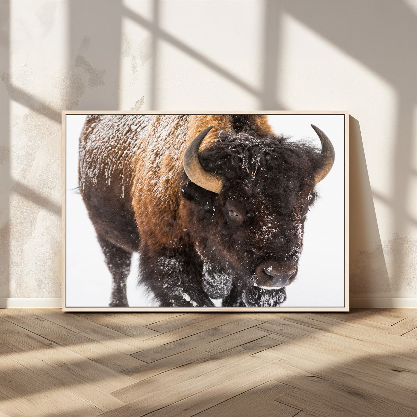 65605-MGV-CV-36X24-Bison Wall Art Canvas Print For Farmhouse, Wild Animal Wall Art, Framed Wild Bison Wall Art