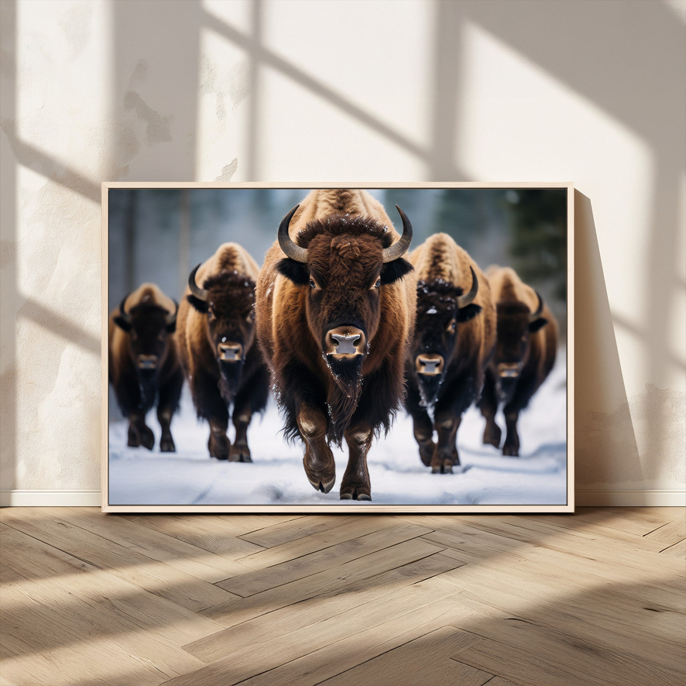 89854-MGV-FC-36X24_Natural-Buffalo Wall Art Canvas Print, American Bison Herd Wall Art Canvas Print - Bison Canvas Print