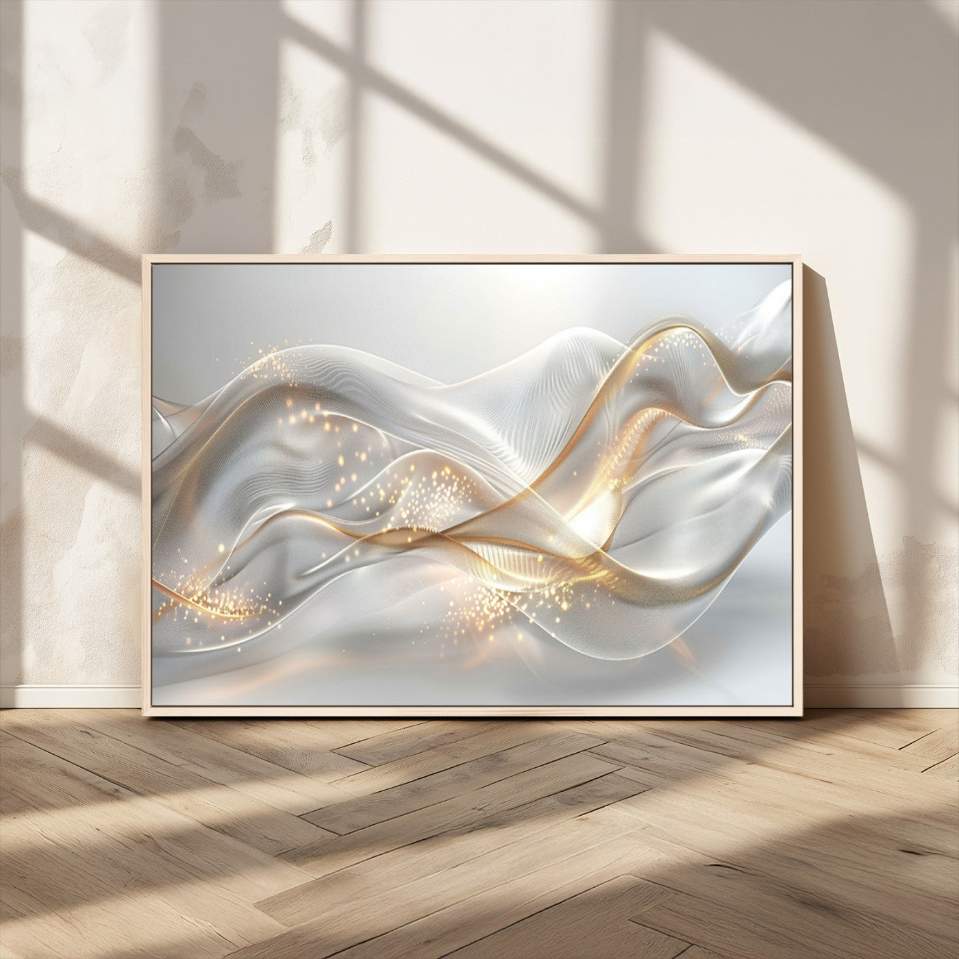 Lines2-MGV-CV-36X24-Abstract art Grey and Gold Lines Wall Art