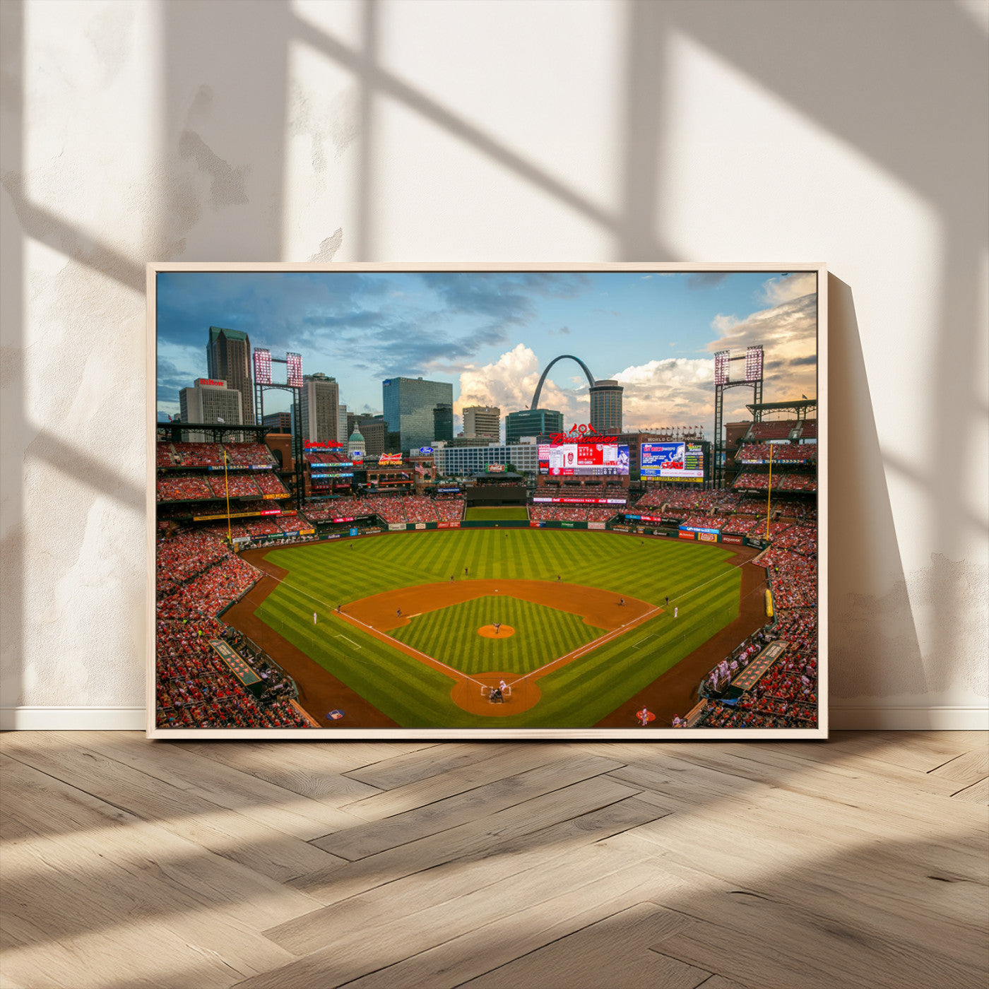 91908-MGV-FC-36X24_Natural-Busch Stadium Wall Art Print | St. Louis Cardinals Baseball Stadium Canvas Print | Framed Sports