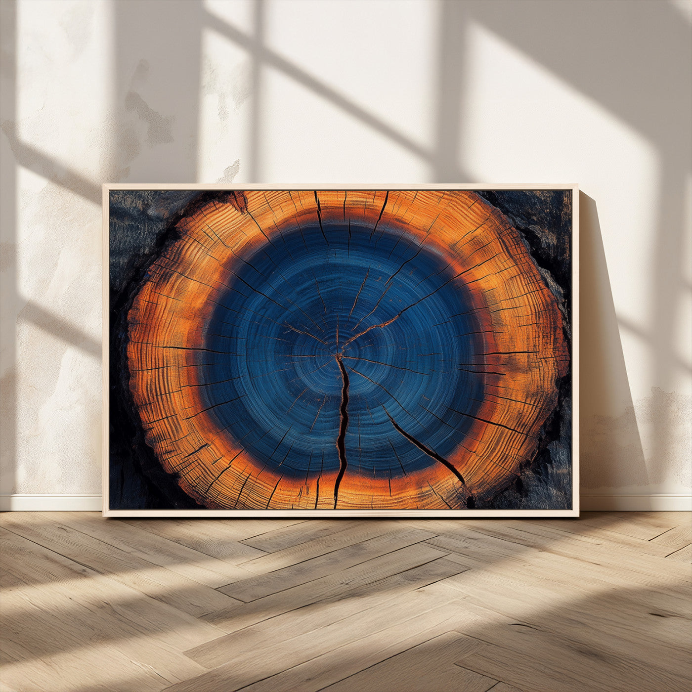 MGV-FC-36X24 - Abstract Tree Ring Wall Art Print, Natural Rustic Wood Texture Canvas Print, Framed Tree Ring Printing, Wood Tree Stump Artwork Canvas Print
