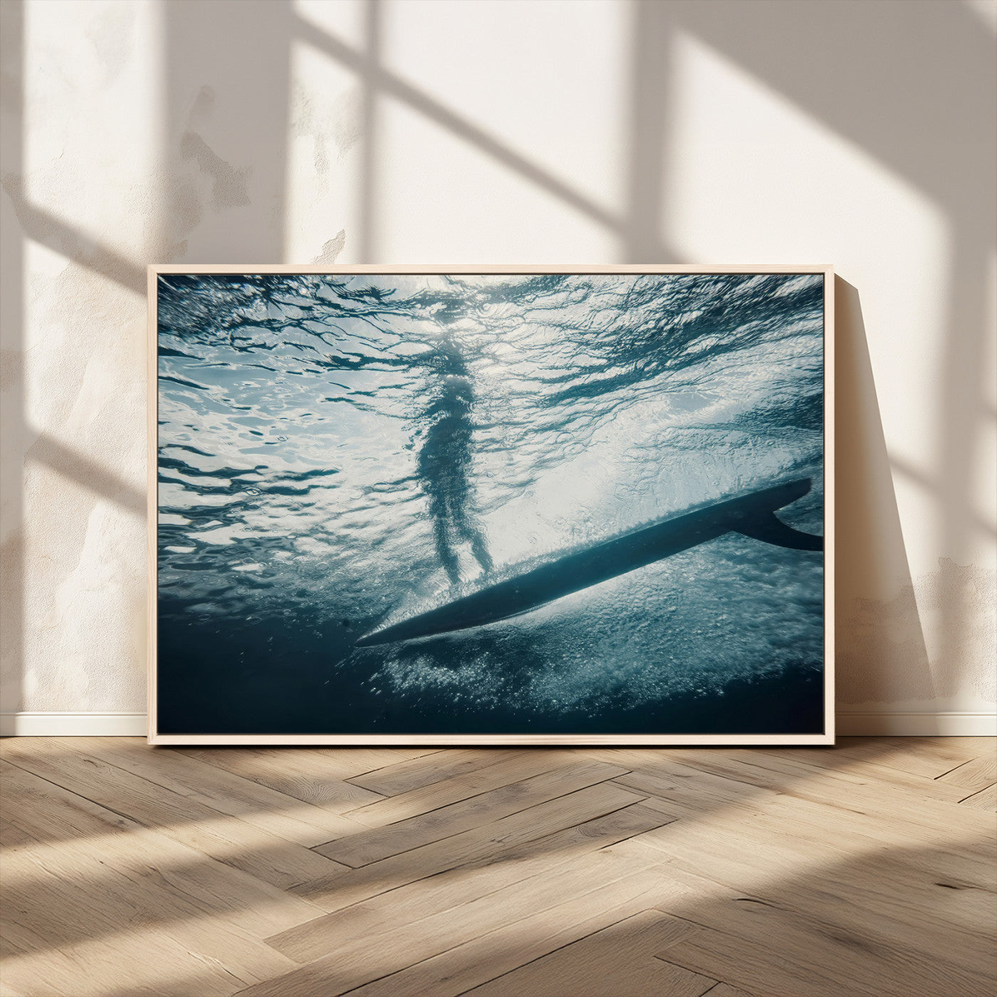 MGV-FC-36X24 - Submerged Surf Wall Art Canvas Print, Framed Underwater Perspective Art Picture Print, Ocean Surf Perfect Coastal Adventure Decor Artwork