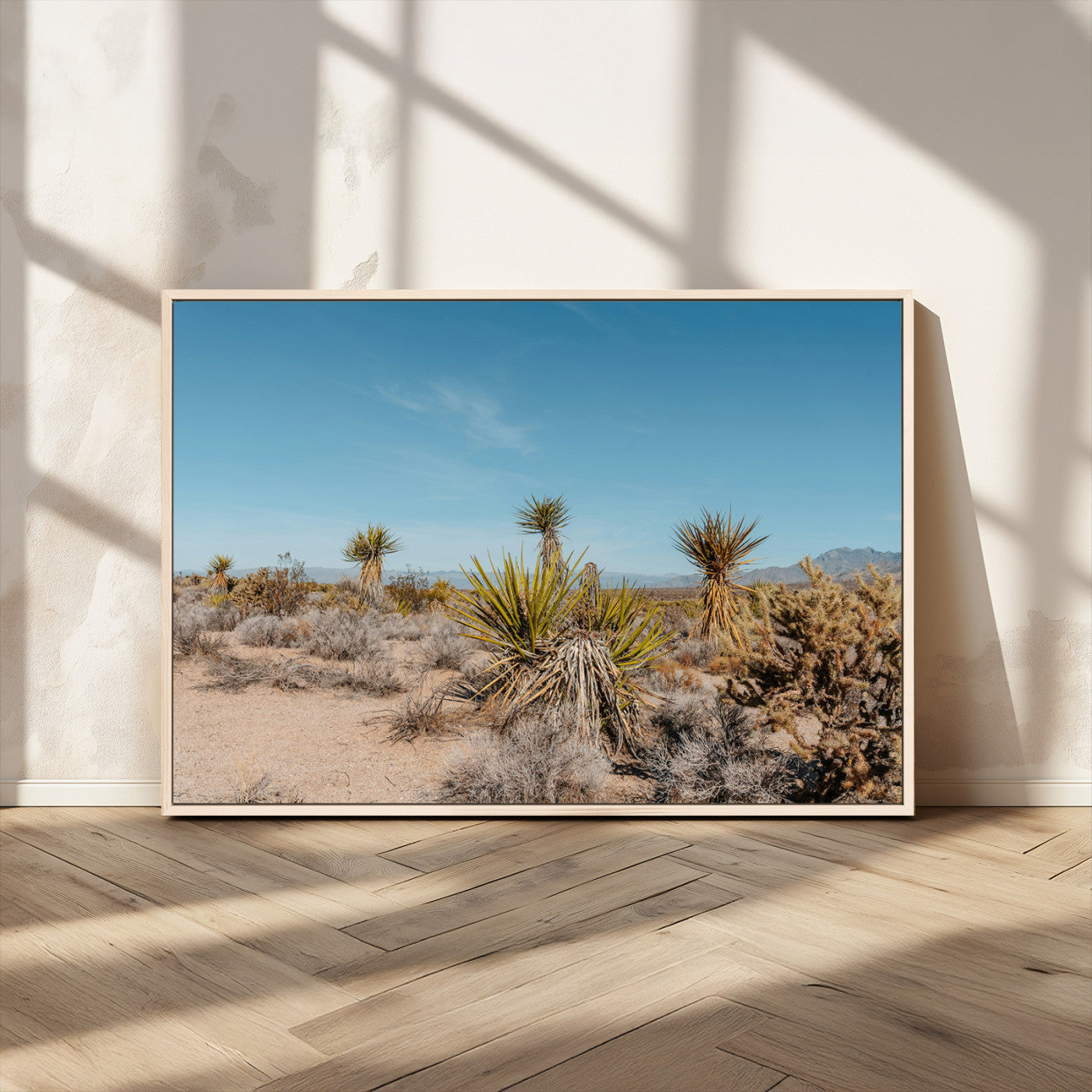 35156165-MGV-CV-36X24-Joshua Tree Wall Art Canvas Print – Framed Desert Landscape Warm Earth Tones Southwestern Minimalist Artwork for Home, Office