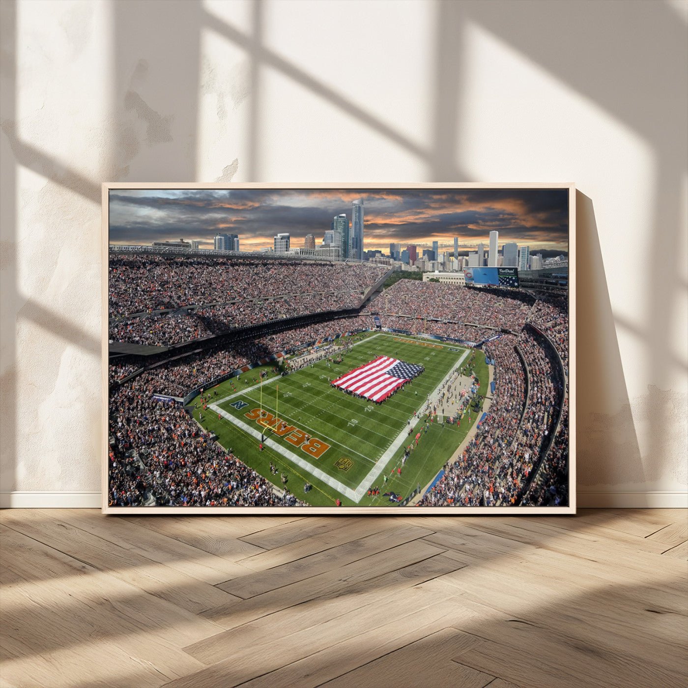 98106777-MGV-FC-36X24_Natural-Chicago Bears Soldiers Field Wall Art Canvas Print – Framed Football Stadium Artwork for Home, Office, Living Room