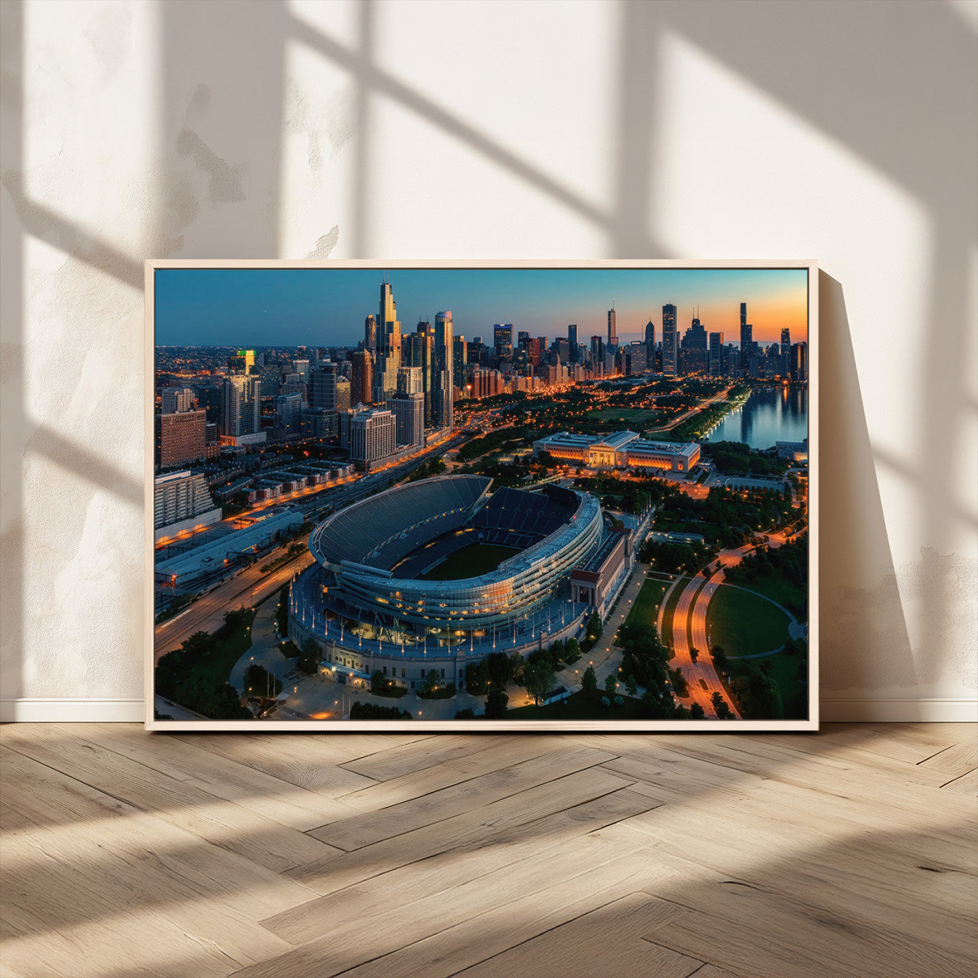 36690345-MGV-FC-36X24_Natural-Chicago Bears Soldiers Field Wall Art Canvas Print – Framed Football Stadium Artwork for Home, Office, Living Room