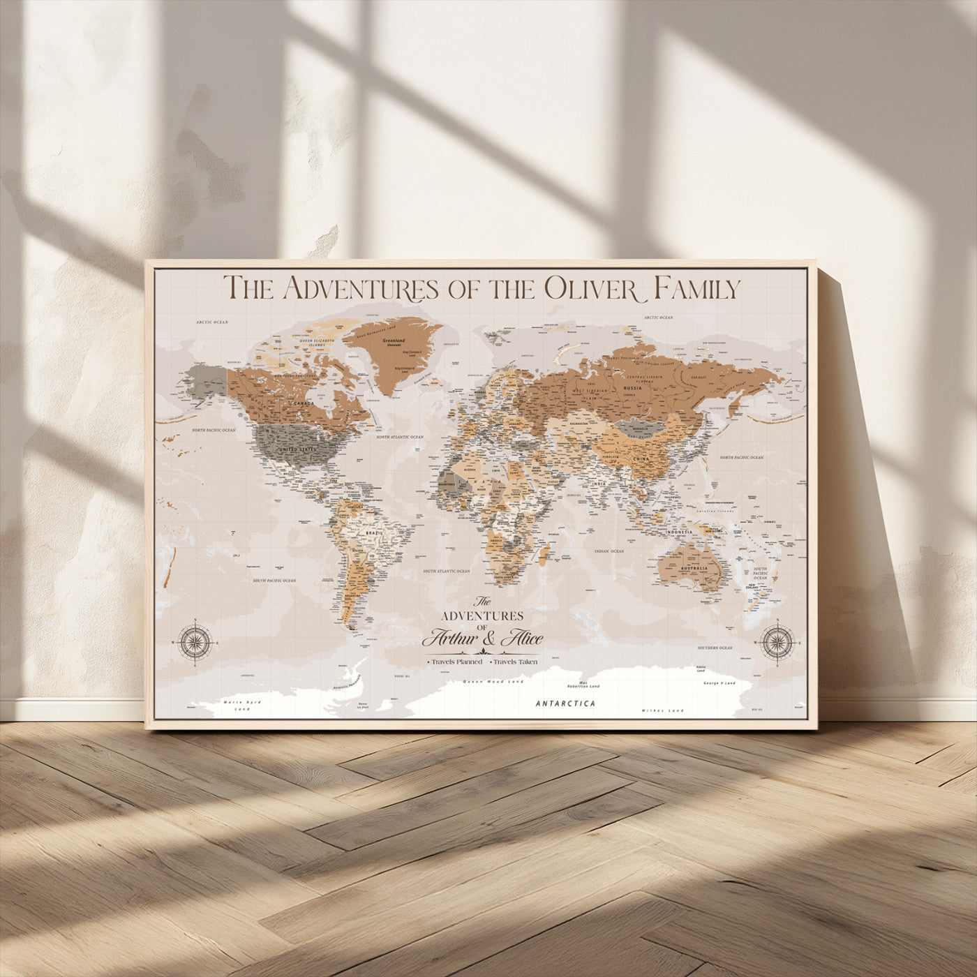 -Personalized Push Pin World Map Canvas – Custom Framed Travel Tracker Wall Art, Large Adventure Map with Pins for Home, Office