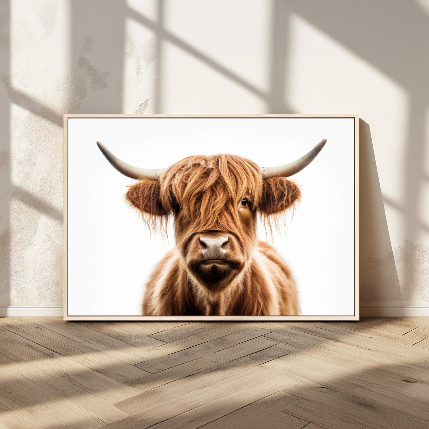 -Scottish Highland Cow Canvas Print, Framed Highland Cow Canvas Home Decor