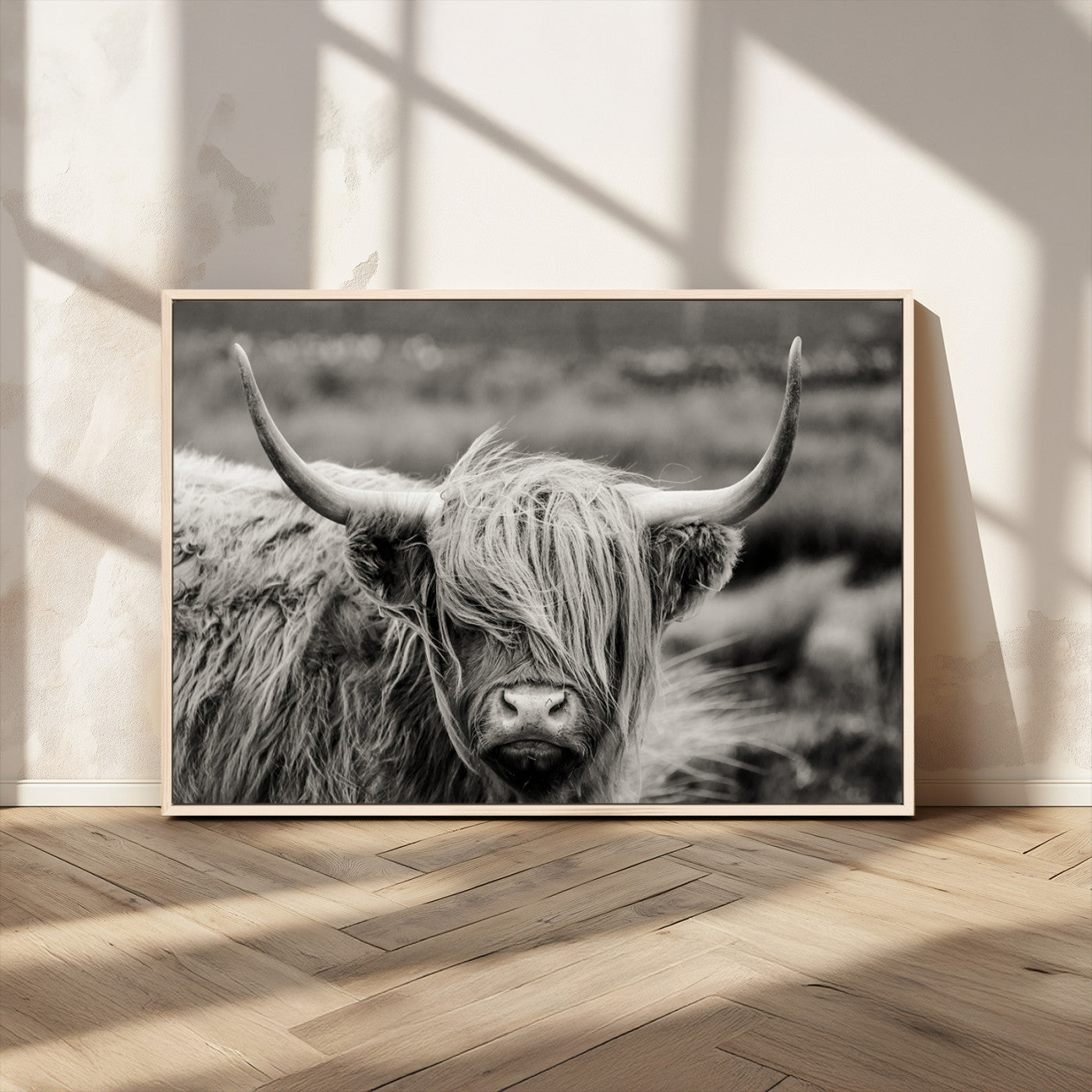 67365-MGV-FC-36X24_Natural-Cow Focus Canvas Wall Art Print