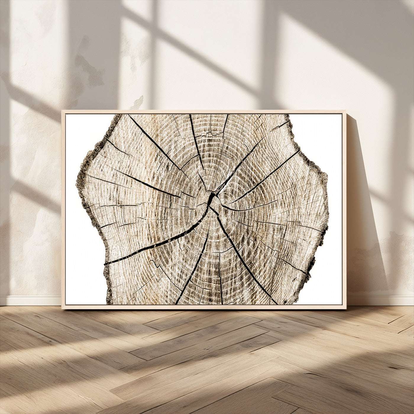 12450-MGV-CV-36X24-Abstract Wood Tree Ring Wall Art - Ready to Hang Minimalist Wooden Design for Rustic & Contemporary