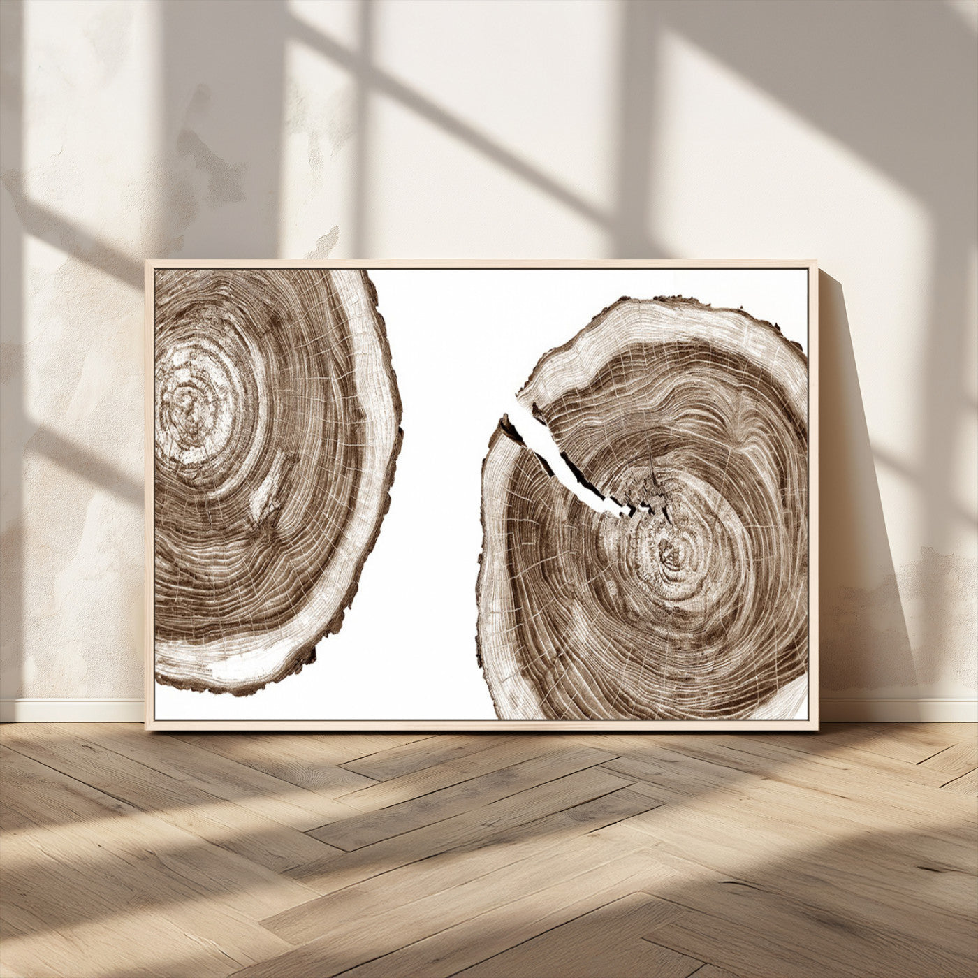 43743-MGV-CV-36X24-Wood Tree Ring Wall Art Canvas Prints, Tree Rings – Minimalist Black and White Wood Art | Triptych