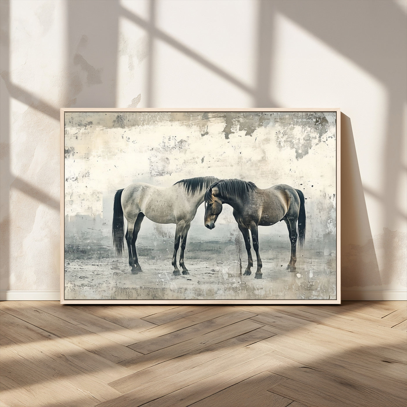 -Chines Style Majestic Horses Wall Art | Ready to Hang and Framed Triptych Print | Western Farmhouse