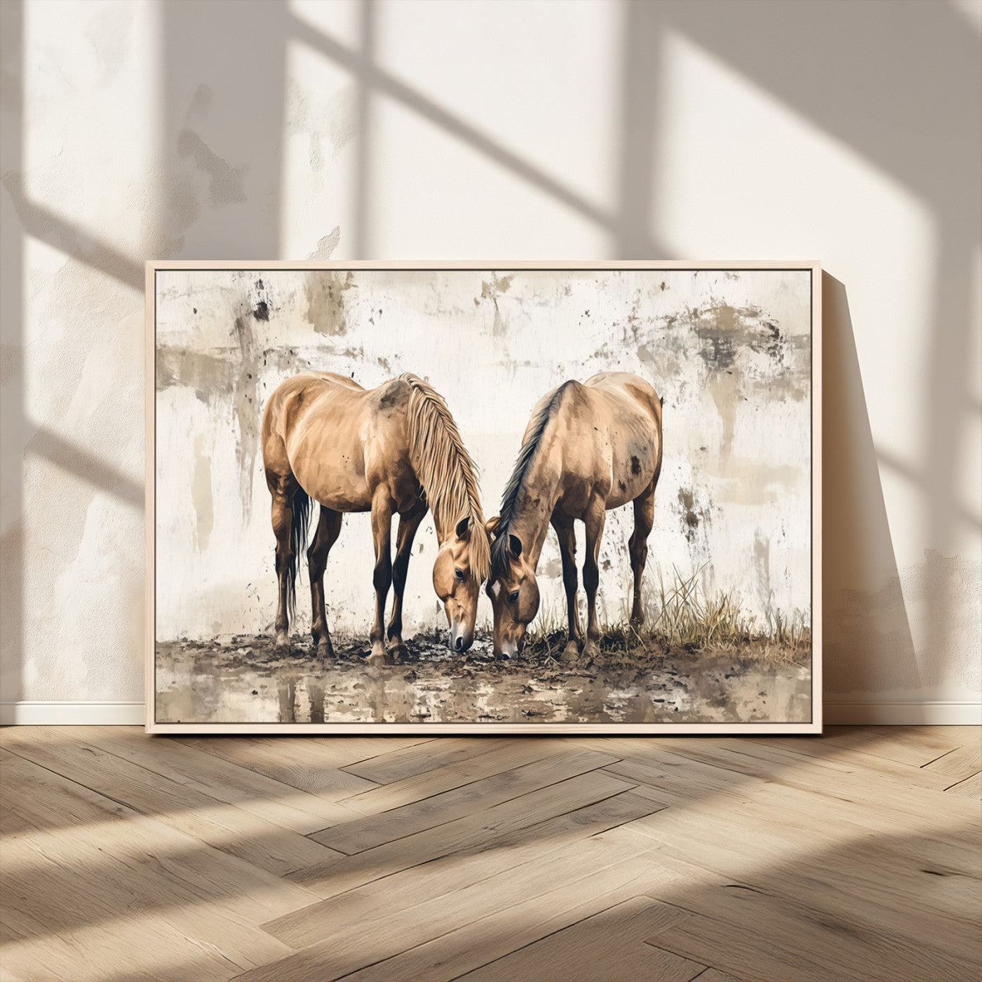 -Vintage Horses Wall Art | Ready to Hang and Framed Triptych | Western Farmhouse Wall Decor for