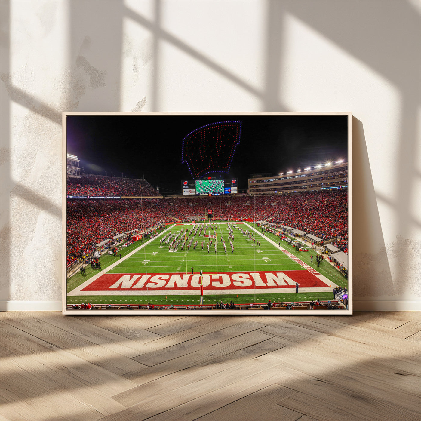 34125-MGV-CV-36X24-Wisconsin Badgers Football Team Print Canvas- Madison Camp Randall Stadium Wall Art Canvas Print
