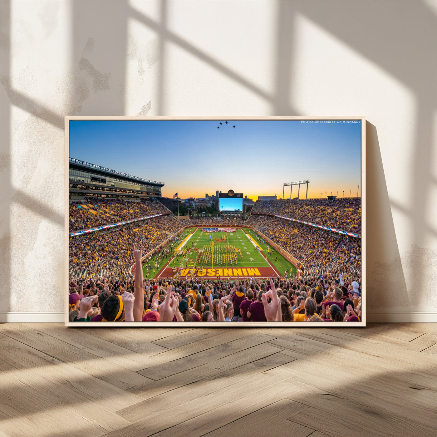 63452-MGV-CV-36X24-University of Minnesota Golden Gophers Football Team Print - Minneapolis Huntington Bank Stadium