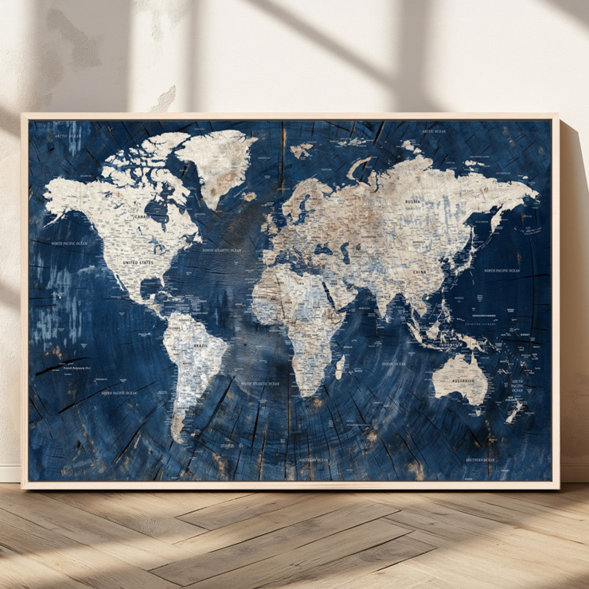 33843-MGV-CV-36X24-Push Pin World Map Canvas Print – Travel Tracker Wall Art for Couples, Perfect Anniversary Gift for Home or Office Decor
