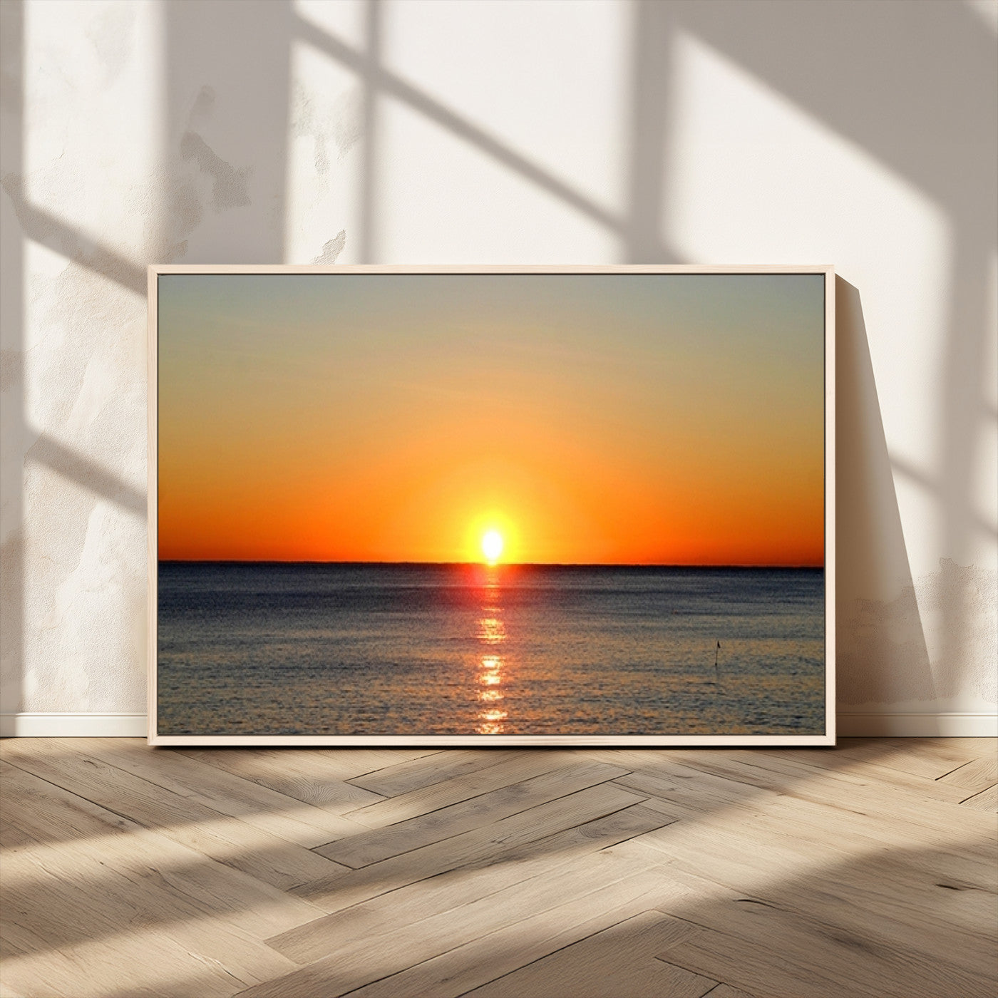 54676-MGV-CV-36X24-Golden Horizon Sunset Over Ocean Wall Art Canvas Print – Tropical Beach Canvas Wall Art – Giclee