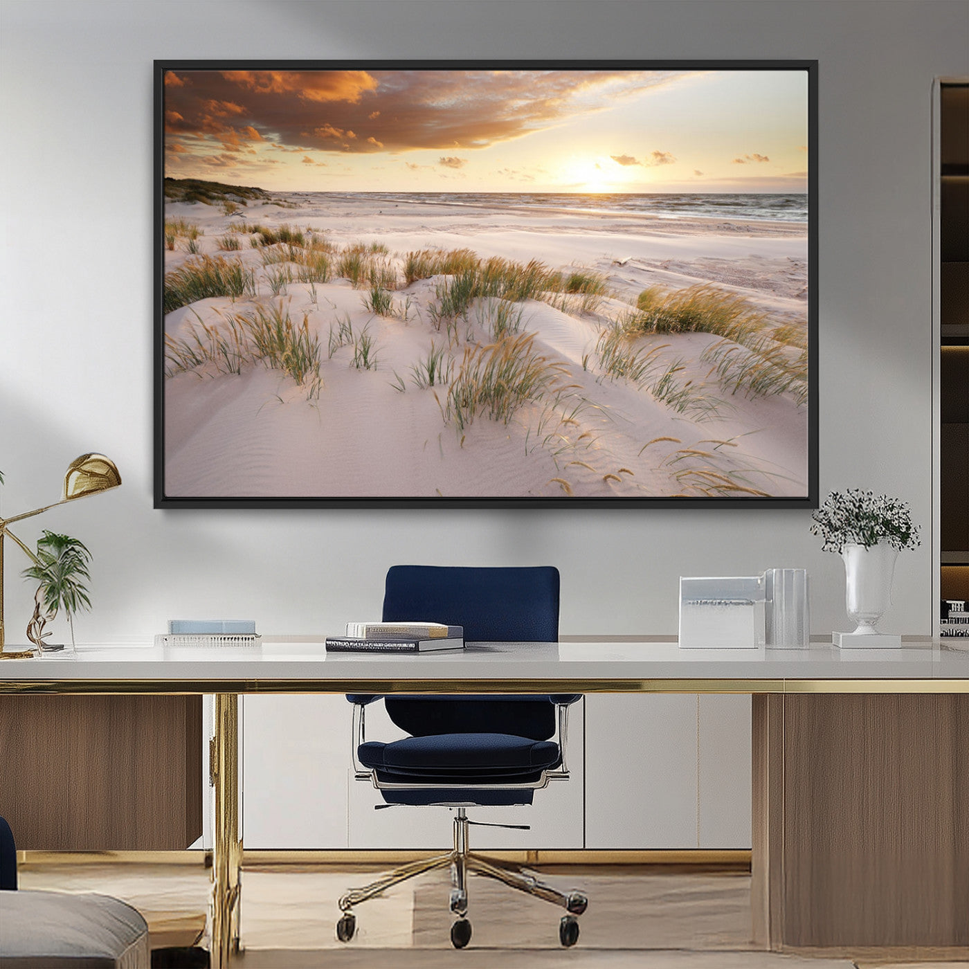 61246-MGV-FC-36X24_Black-Flight Over Coastal Beach Landscape, Flight Over Coastal Beach Print Canvas Wall Art
