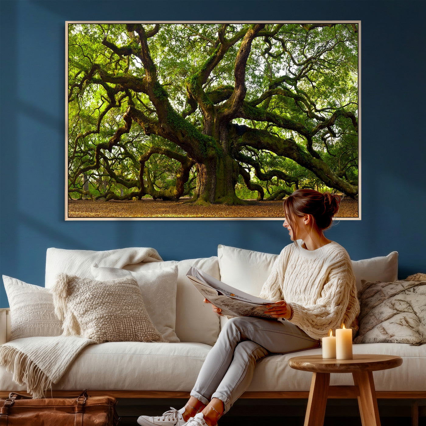 29407-MGV-CV-36X24 - Angel Oak Tree Wall Art Canvas Print | Large Forest Tree Nature Photography Print on Canvas