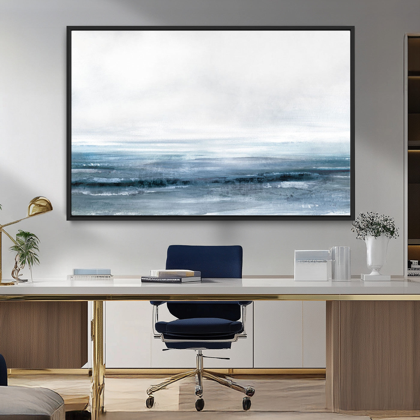 65702-MGV-CV-36X24-Blue Ocean Abstract Artwork Wall Art Canvas Print