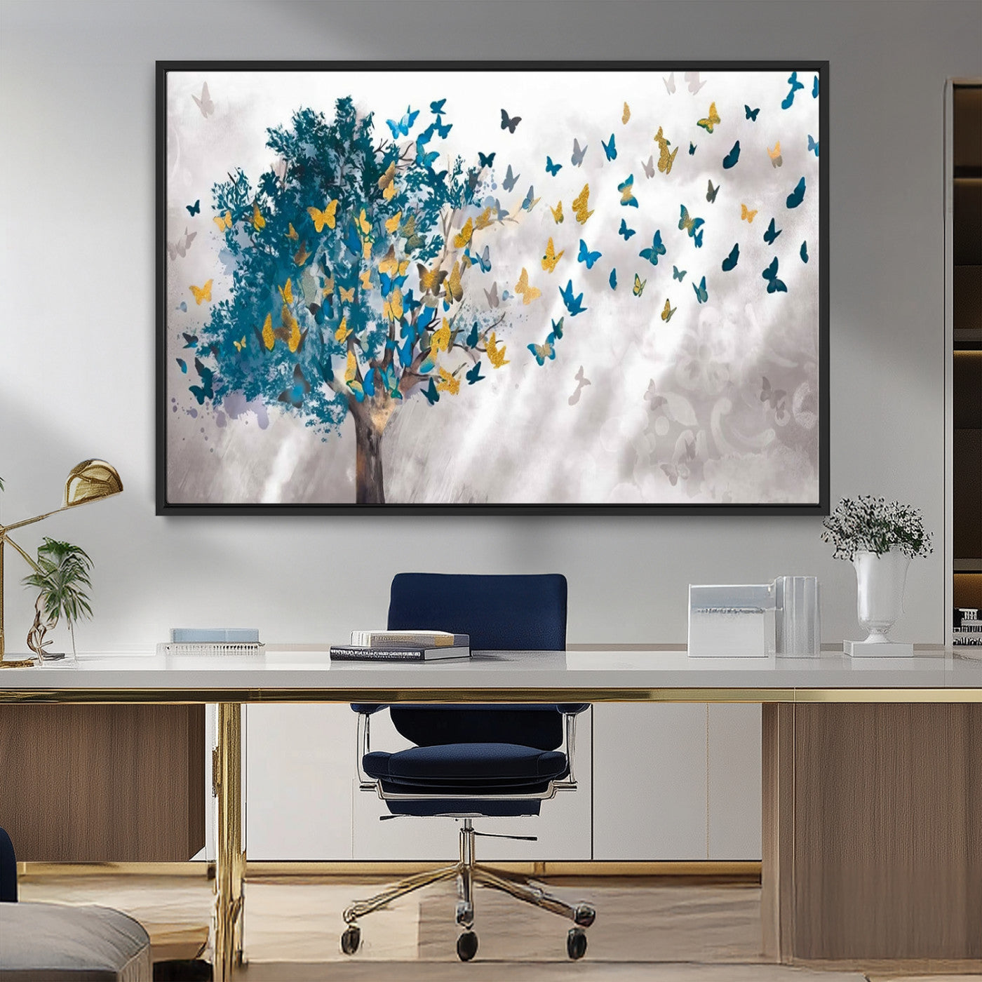 37564-MGV-FC-36X24_Black-Tree Butterfly Abstract Tree and Butterfly Wall Art Canvas Print