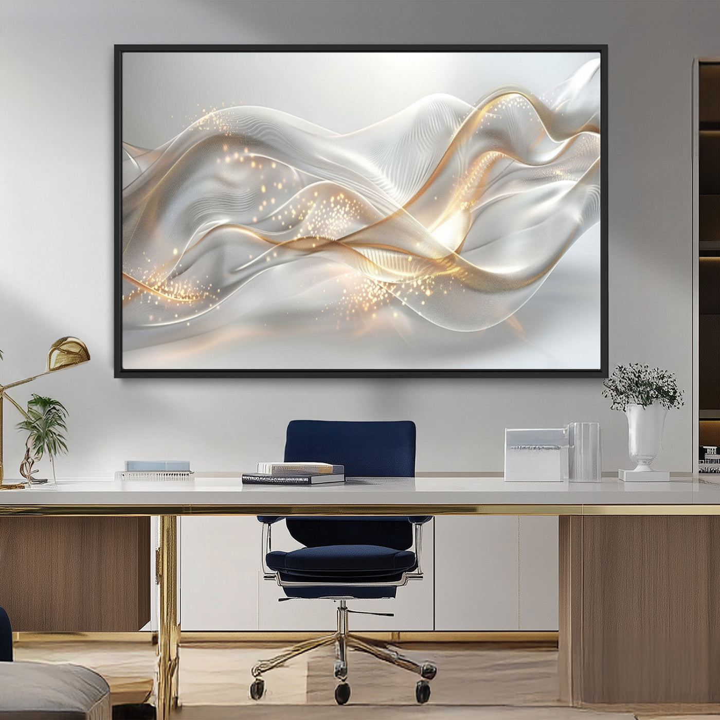 Lines2-MGV-FC-36X24_Black-Abstract art Grey and Gold Lines Wall Art