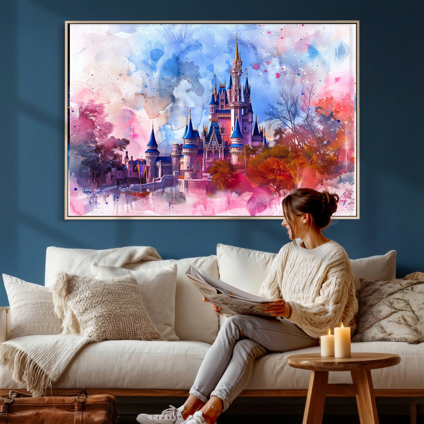 58662-MGV-CV-36X24 - Disney Wall Art: Dreamy Watercolor Cinderella Castle Canvas Print