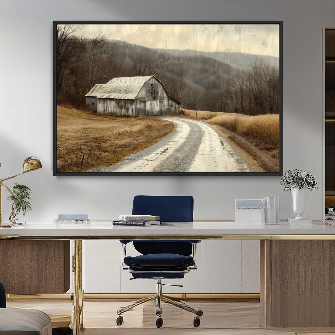 10376-MGV-FC-36X24_Black-Vintage Barn for Farmhouse Wall Decor Canvas Print