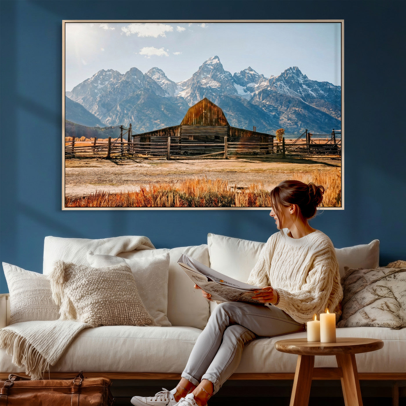 26513-MGV-CV-36X24 - Vintage Old Barn Field Wall Art Canvas Print for Farmhouse Decor - Rustic Barn Wall Art Canvas Print