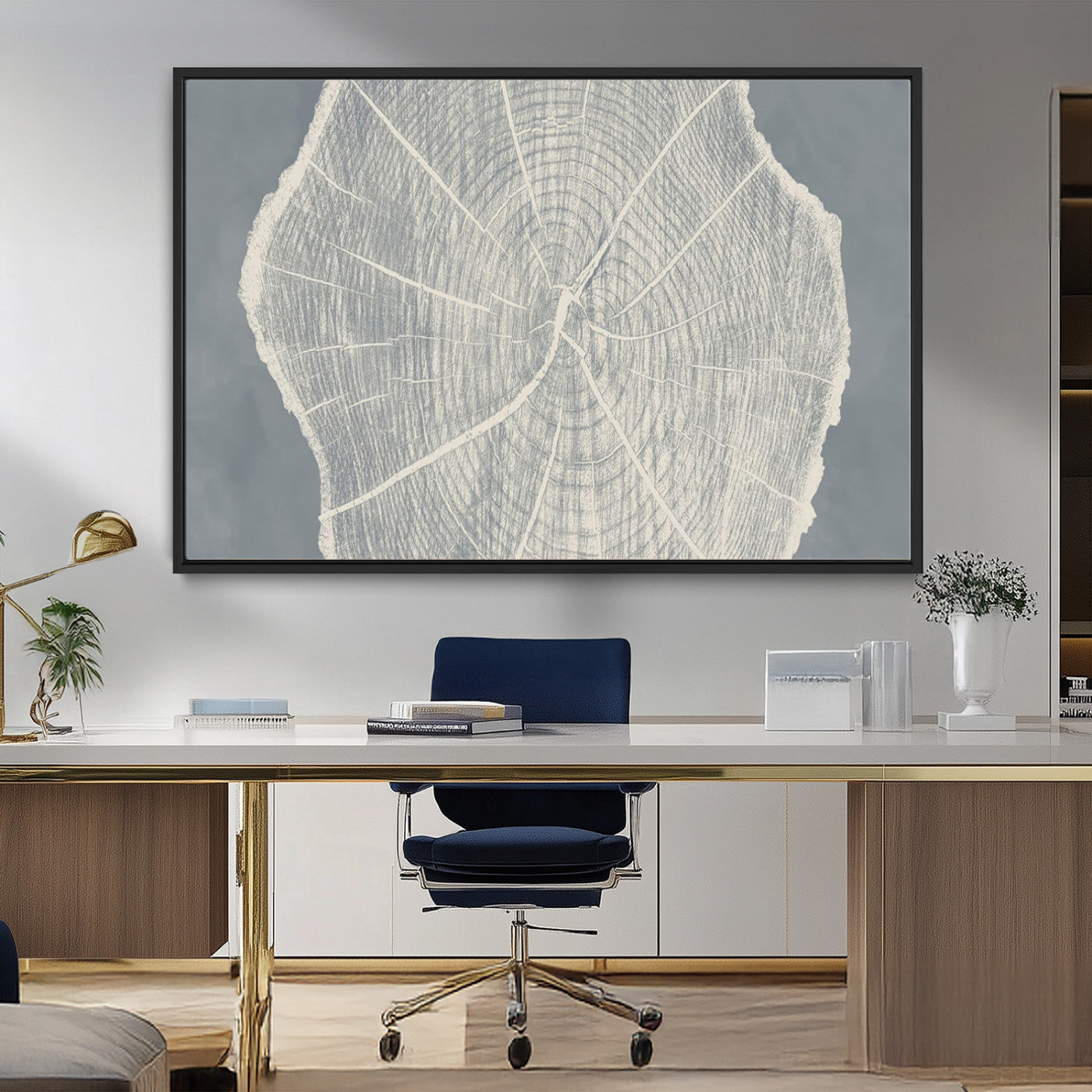 25547-MGV-FC-36X24_Black-Abstract Tree Ring Wall Art Canvas Print – Nature-Inspired, Ready to Hang, Modern Home Decor
