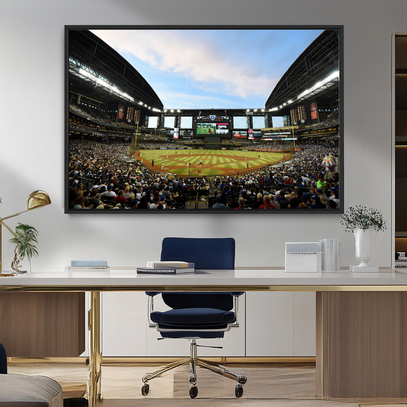 92672-MGV-FC-36X24_Black-Arizona Diamondbacks Team Print - Phoenix Chase Field Stadium Wall Art Canvas Print