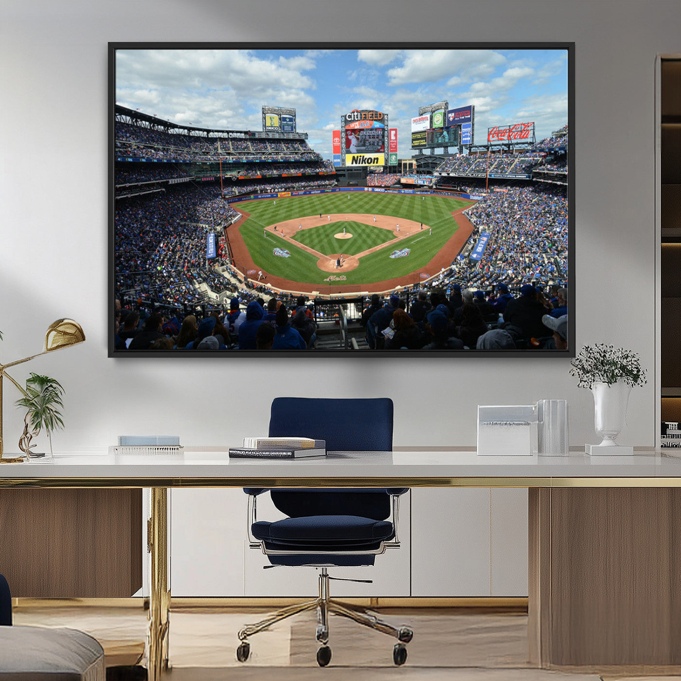 22910-MGV-FC-36X24_Black-New York Mets Baseball Team Print - Citi Field Stadium Wall Art Canvas Print