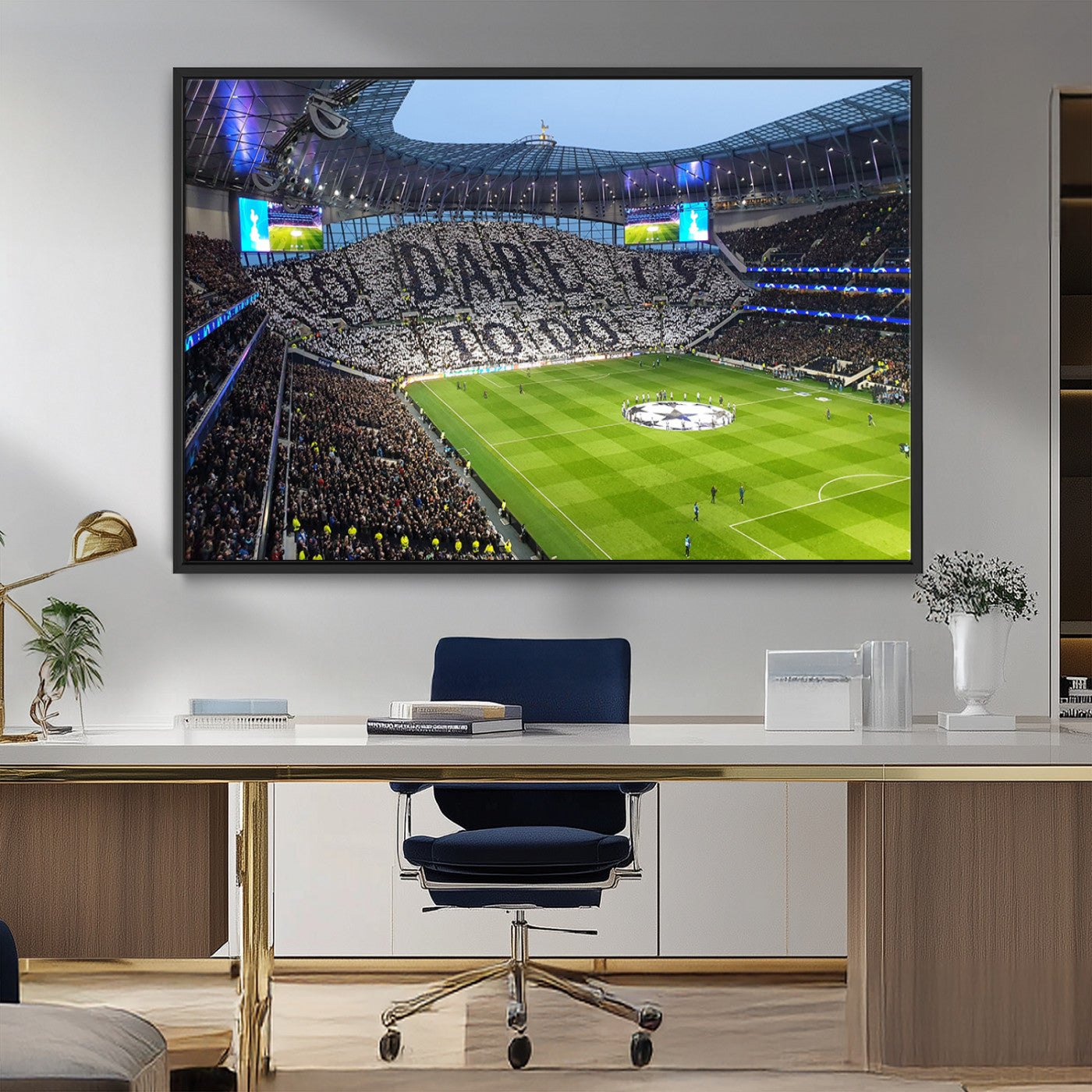 38765-MGV-FC-36X24_Black-Tottenham Hotspur Stadium Canvas Print, Match Day Triple Canvas Wall Art - Premier League Football