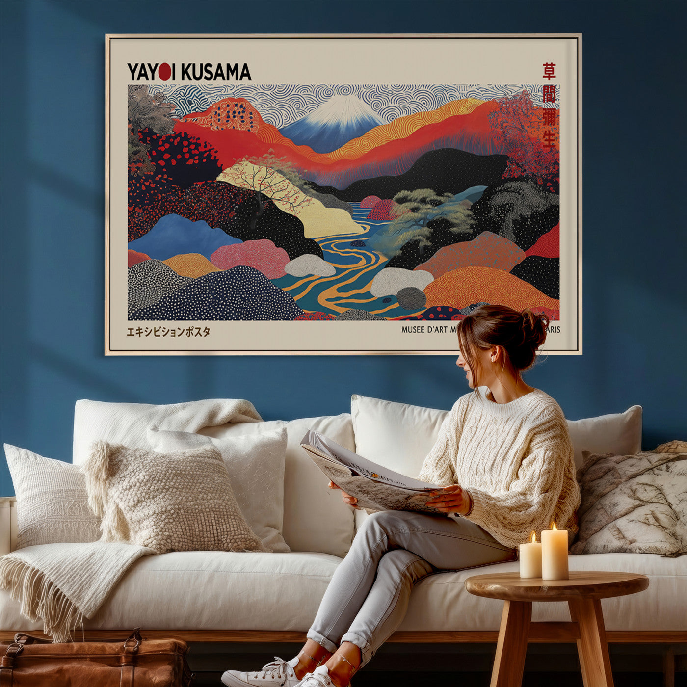 86784-MGV-CV-36X24 - Yayoi Wall Art - Framed Yayoi Kusama 1986 Wall Art Print – Japanese Wall Art Print, Wabi Sabi Yayoi