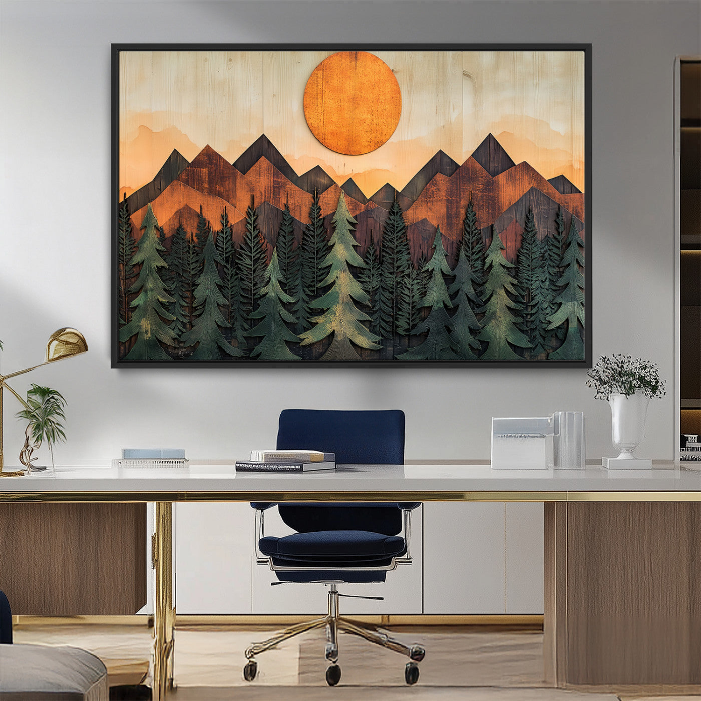 77739-MGV-CV-36X24-Sunset Mountain Landscape Canvas Wall Art Print - Nature Decor for Living Room, Office