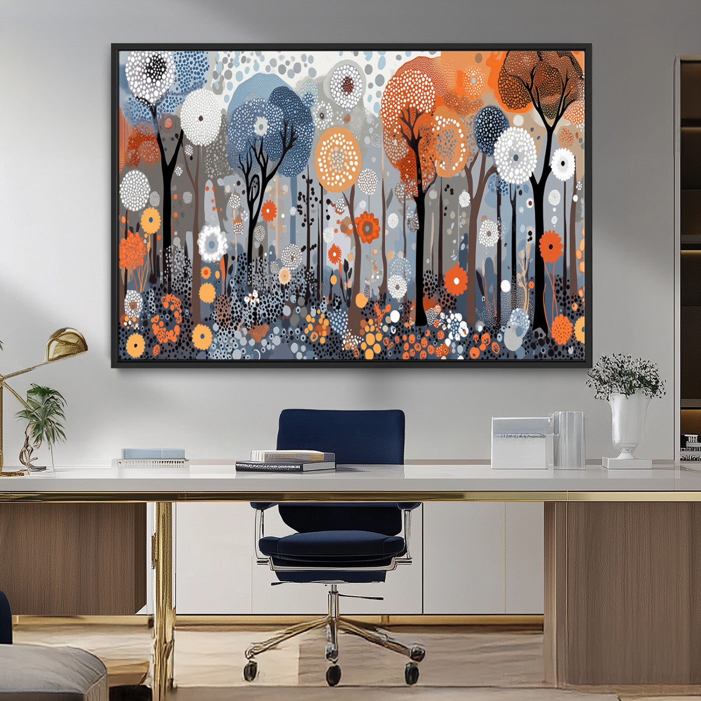 48857-MGV-FC-36X24_Black-Abstract Winter Landscape Canvas Wall Art Print - Large Colorful Nature Wall Decor