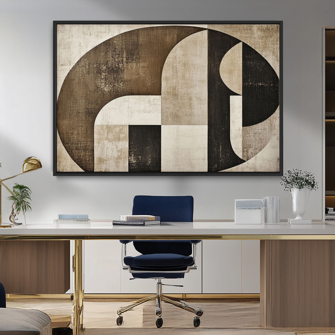 44796-MGV-FC-36X24_Black-Wabi Sabi Abstract Wall Art | Geometric Modern Minimalist Canvas Print with Neutral Mid Century Art