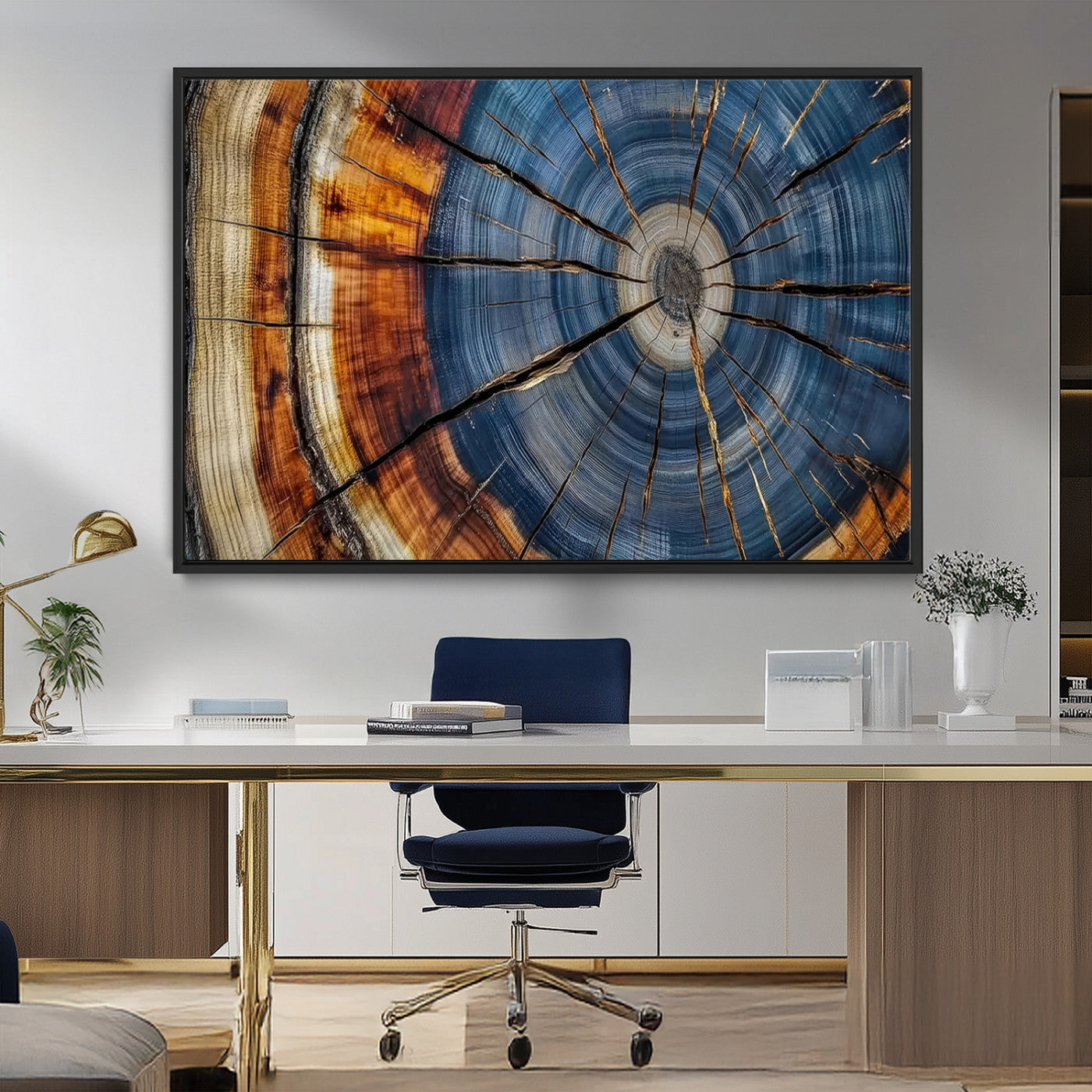 10583-MGV-CV-36X24-Abstract Tree Rings Canvas Wall Art - Wood Grain Canvas Print - Nature-Inspired Modern Wood Grain