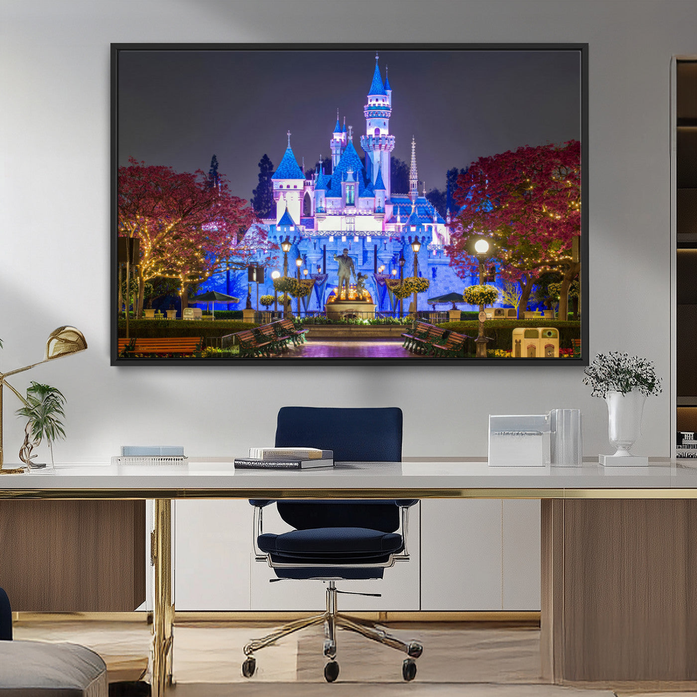 -Large Disney Castle Wall Art Canvas Print - Magic Kingdom Kids Room Decoration Disney World