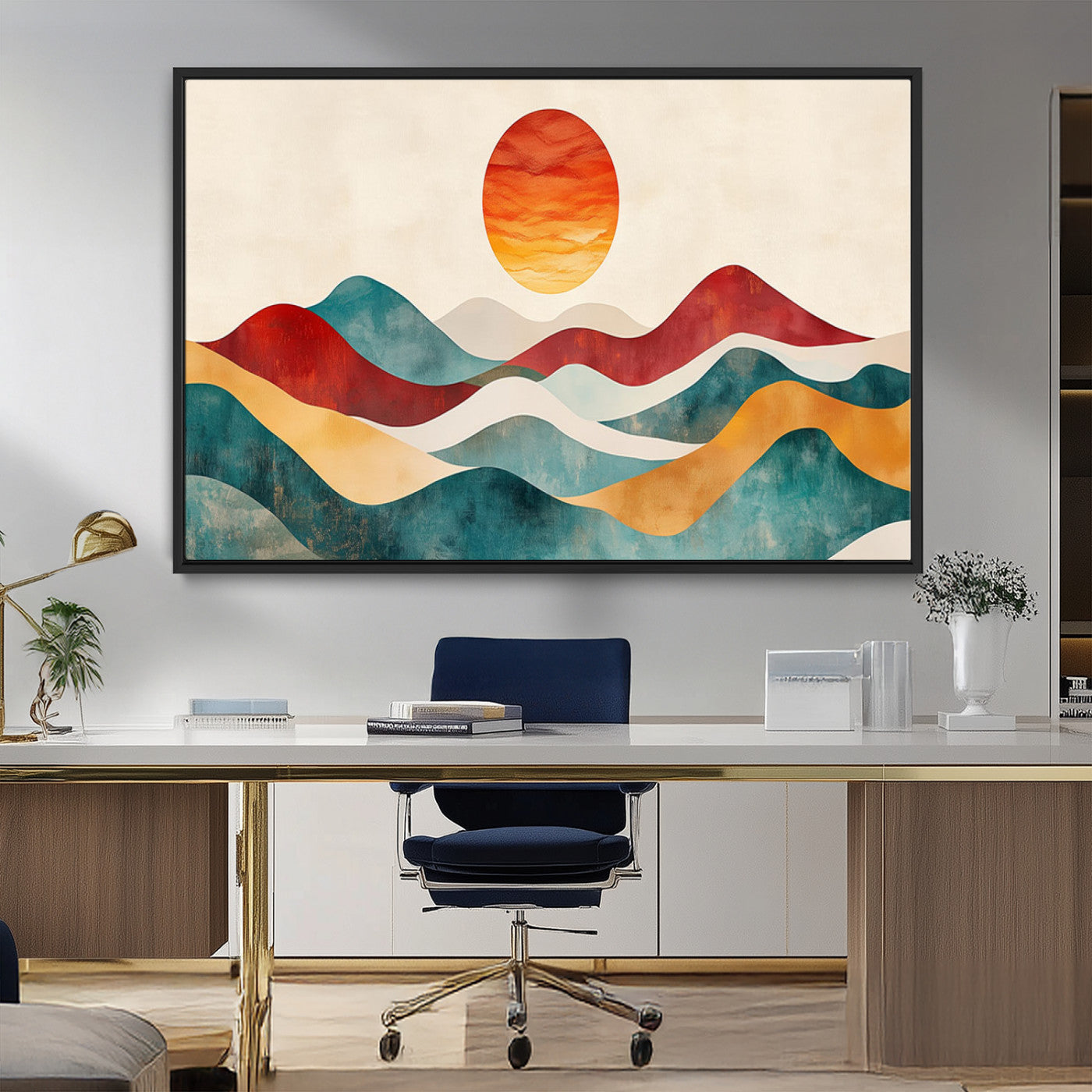 79094-MGV-FC-36X24_Black-Southwest Mountain Canvas - Boho Triptych Wall Art - Rustic Woodland Nursery Decor - Abstract Nature