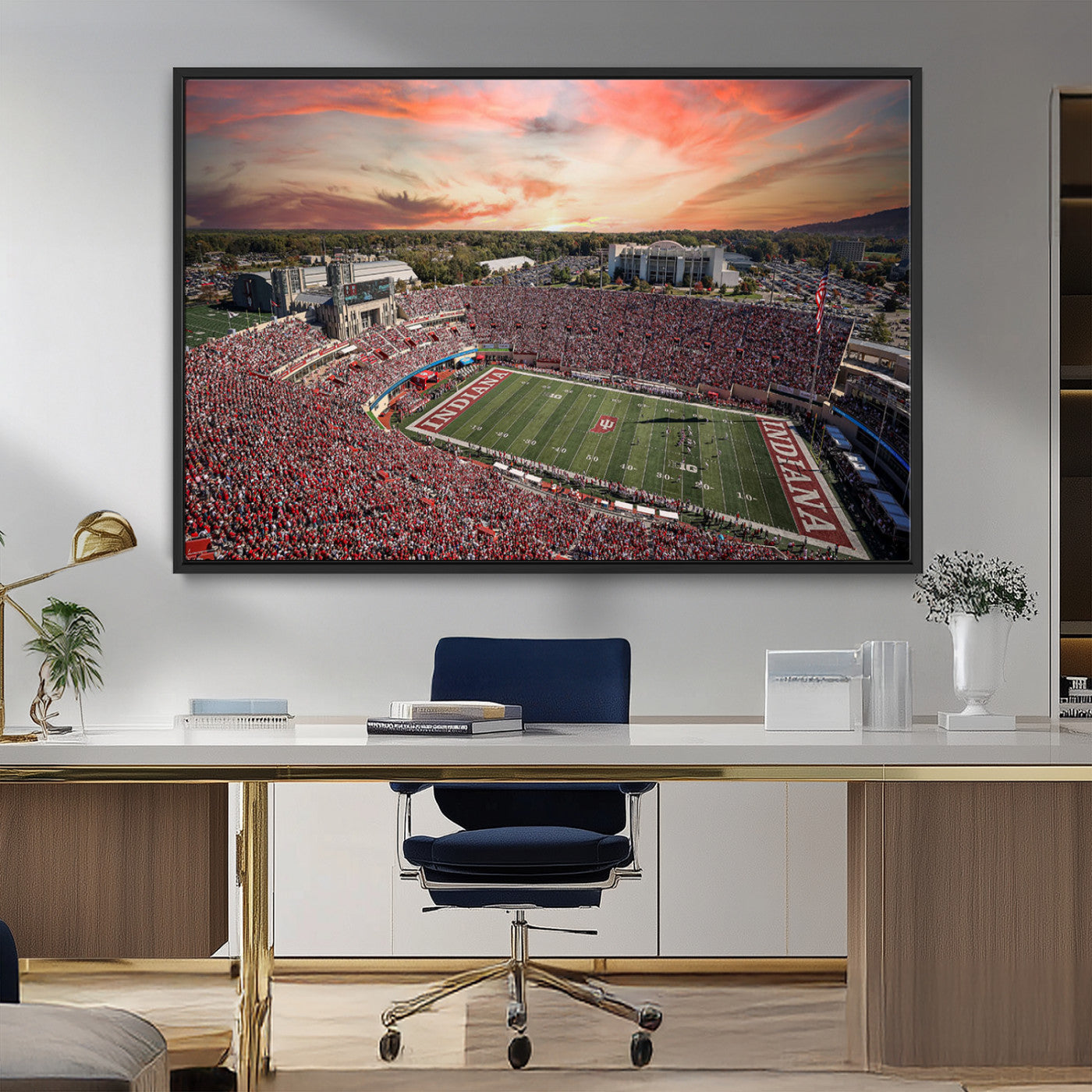51135-MGV-FC-36X24_Black-Indiana Memorial Stadium Wall Art Canvas Print, Framed Studium Canvas Art, Indiana Memorial Stadium