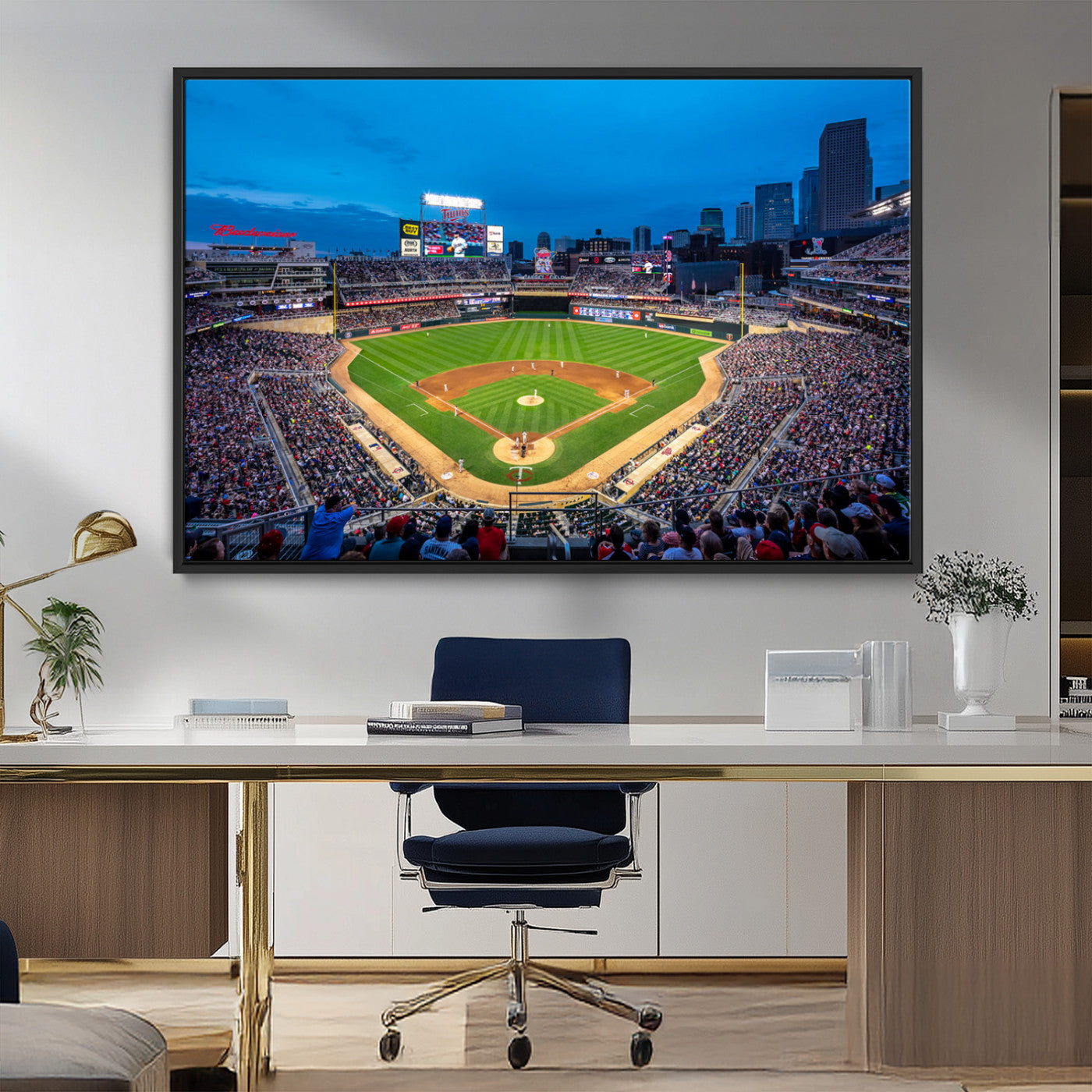 77273035-MGV-FC-36X24_Black-Target Field Stadium Wall Art Canvas Print – Minnesota Twins Baseball Team Iconic Ballpark Scene for home, office