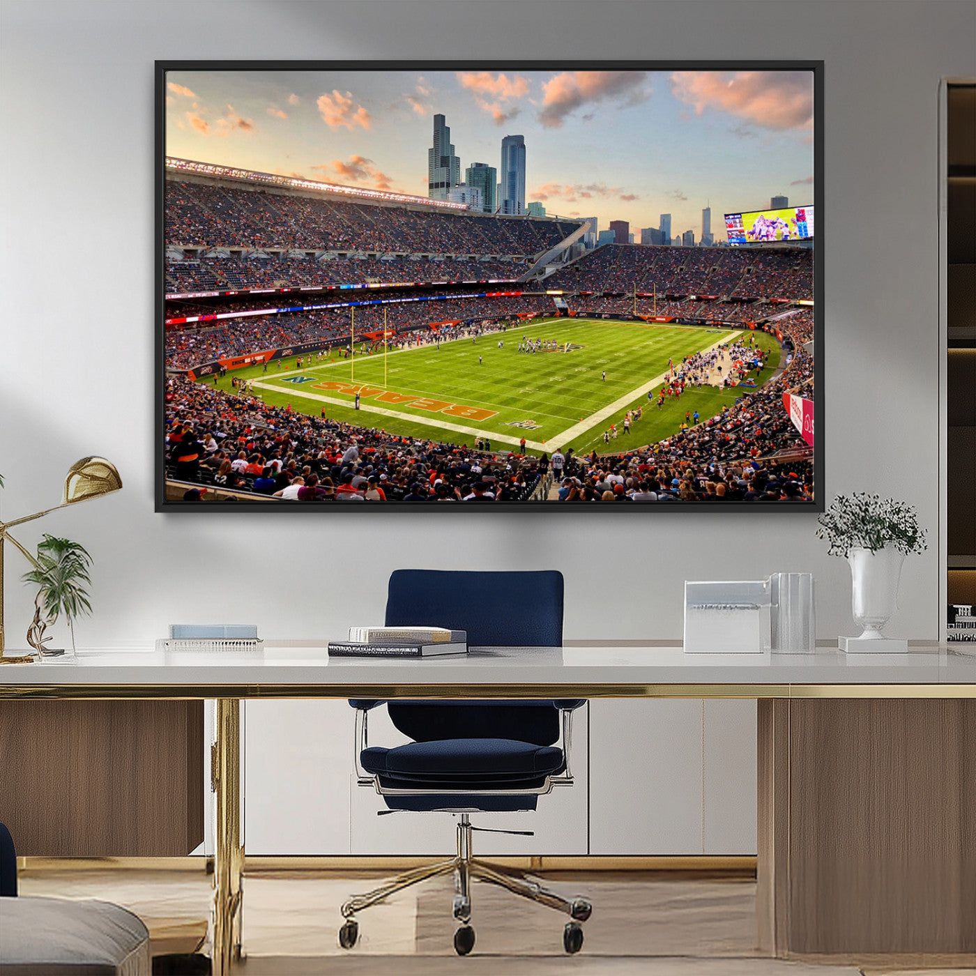 -Chicago Bears Soldiers Field Wall Art Canvas Print – Framed Football Stadium Artwork for Home, Office, Living Room