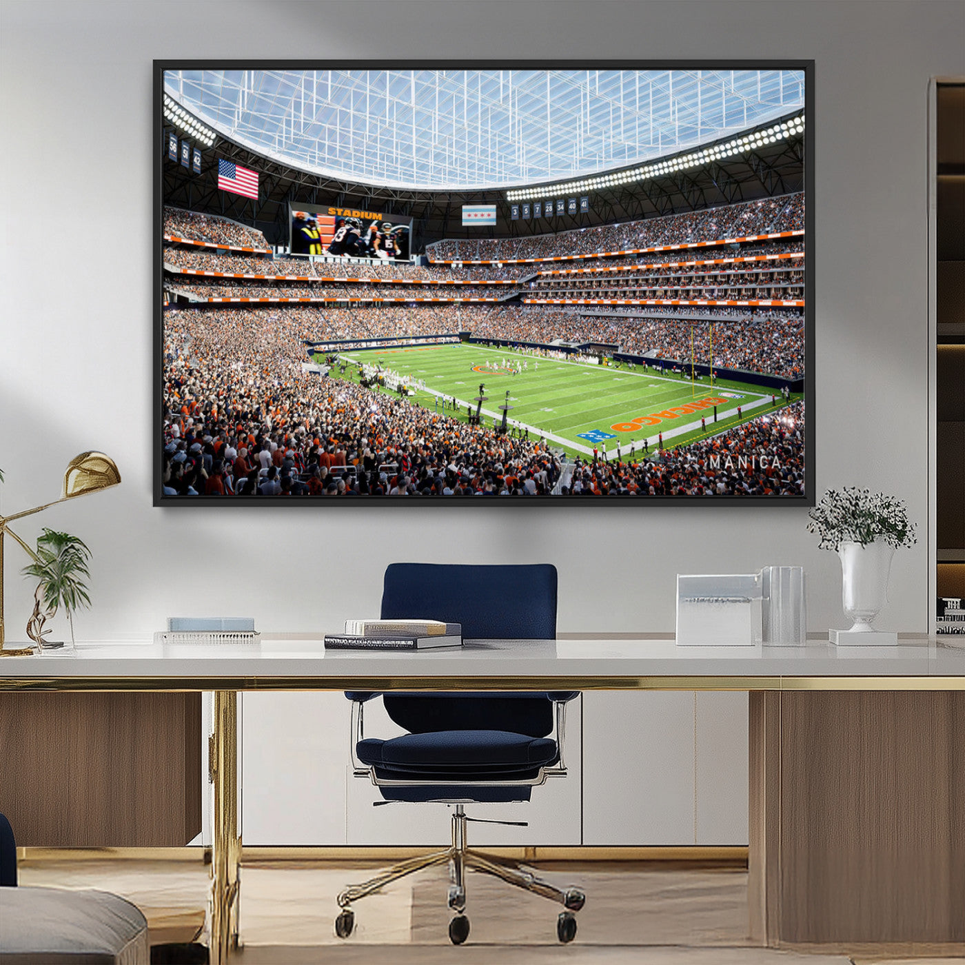 -Chicago Bears Soldiers Field Wall Art Canvas Print – Framed Football Stadium Artwork for Home, Office, Living Room