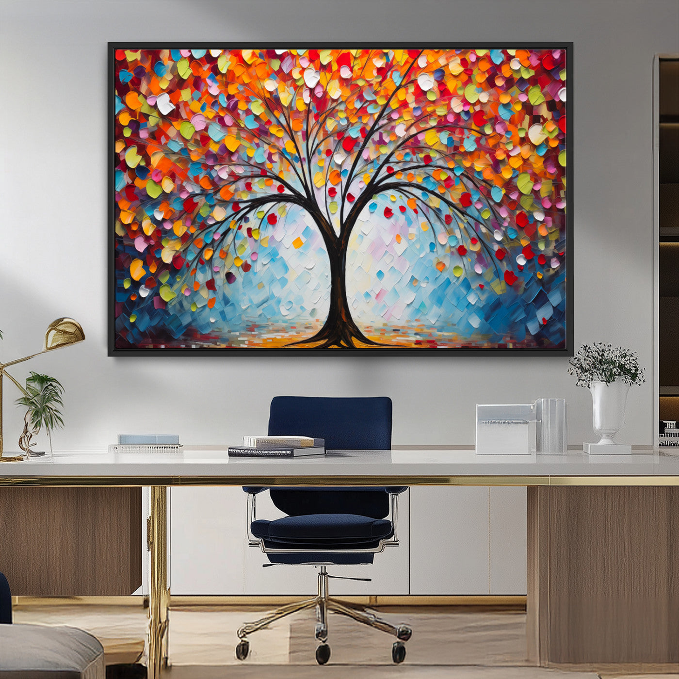 HS2447-MGV-FC-36X24_Black-Vibrant Tree of Life Canvas Wall Art – Colorful Abstract Nature in Modern Decor - Ready to Hang